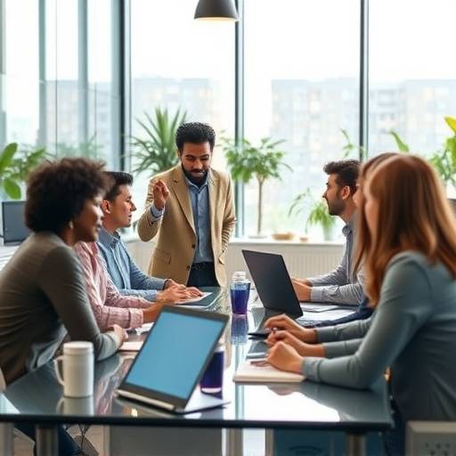 Thumbnail image of a corporate training video showcasing employees collaborating in a modern office.